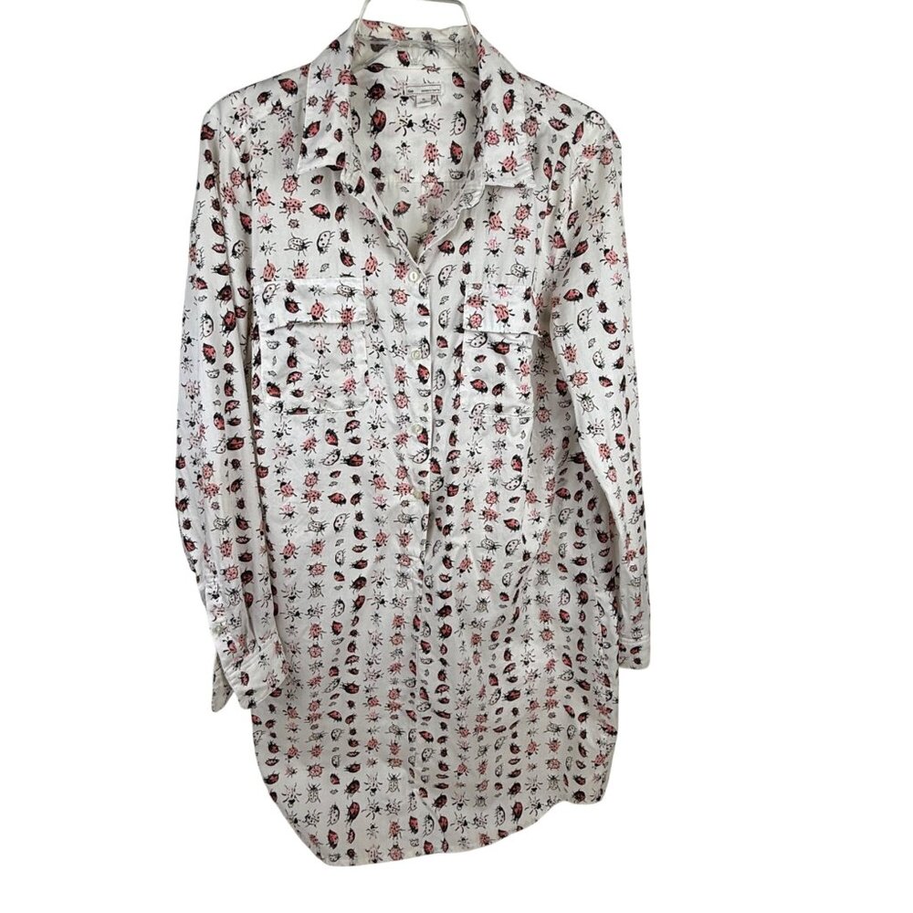 Gap Ladybug Utility Long Sleeve Button Shirt Dress Size M